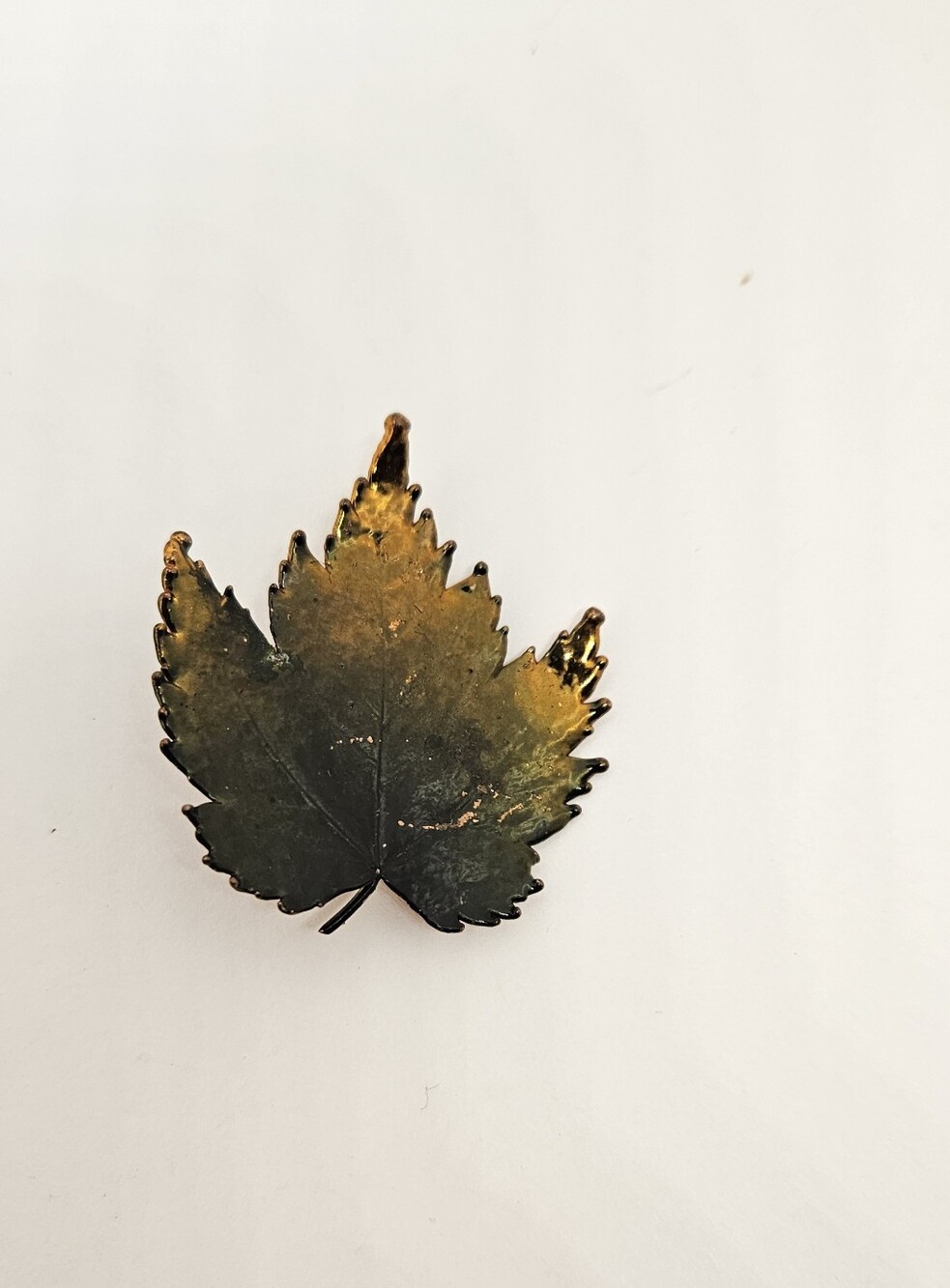 Enamel Copper Tone Metal Maple Leaf Brooch Pin Vintage Fall Autumn